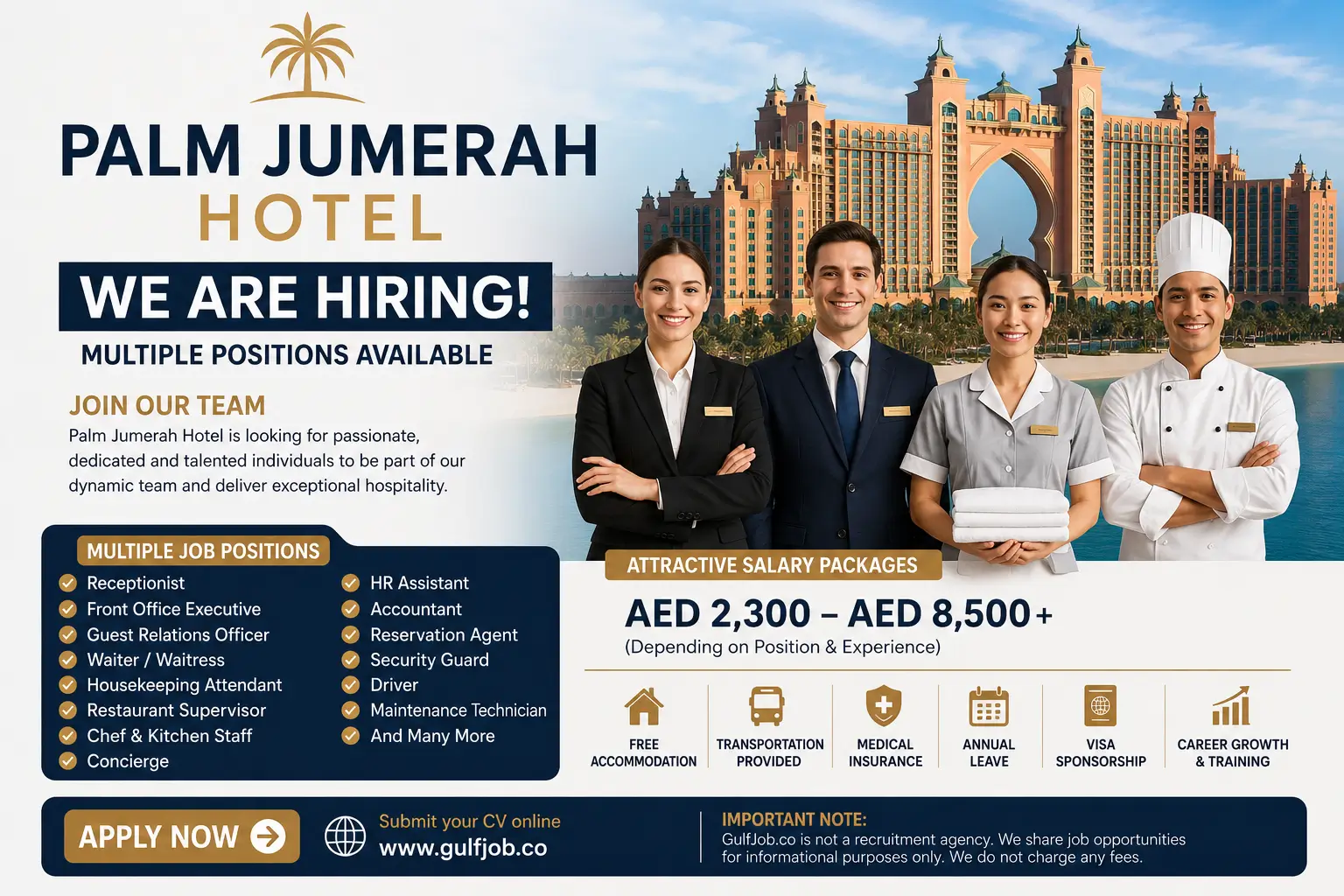 Palm Jumeirah Hotel Careers Dubai 2026 hiring for multiple hotel job vacancies